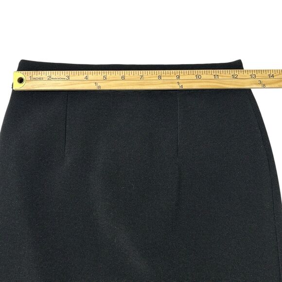 Halogen size 0p Black Ribbed Midi Fitted Stretch Pencil Skirt Slit Zip Office - Picture 4 of 7